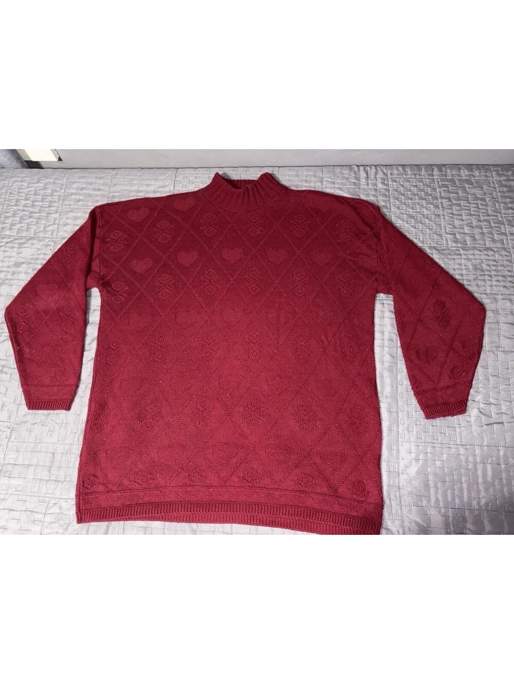 Dana Scott Vintage Sweater Women's X-Large Red Cosby Grandma Abstract USA Made